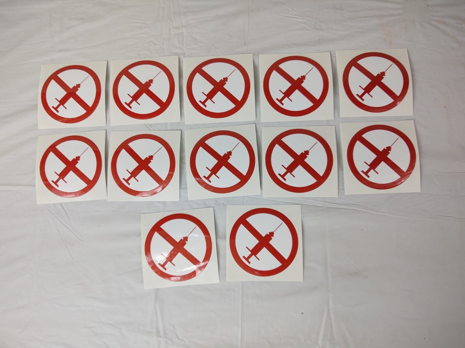 No Syringe Needles Round Trash Can Receptacle Stickers 12 Individual Stickers