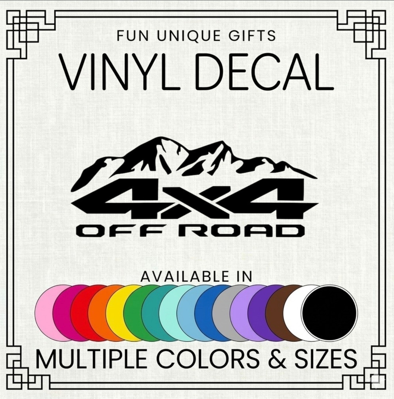 4×4 Off Road Vinyl Decal Sticker -Multiple Colors & Sizes- SHIPS FREE!