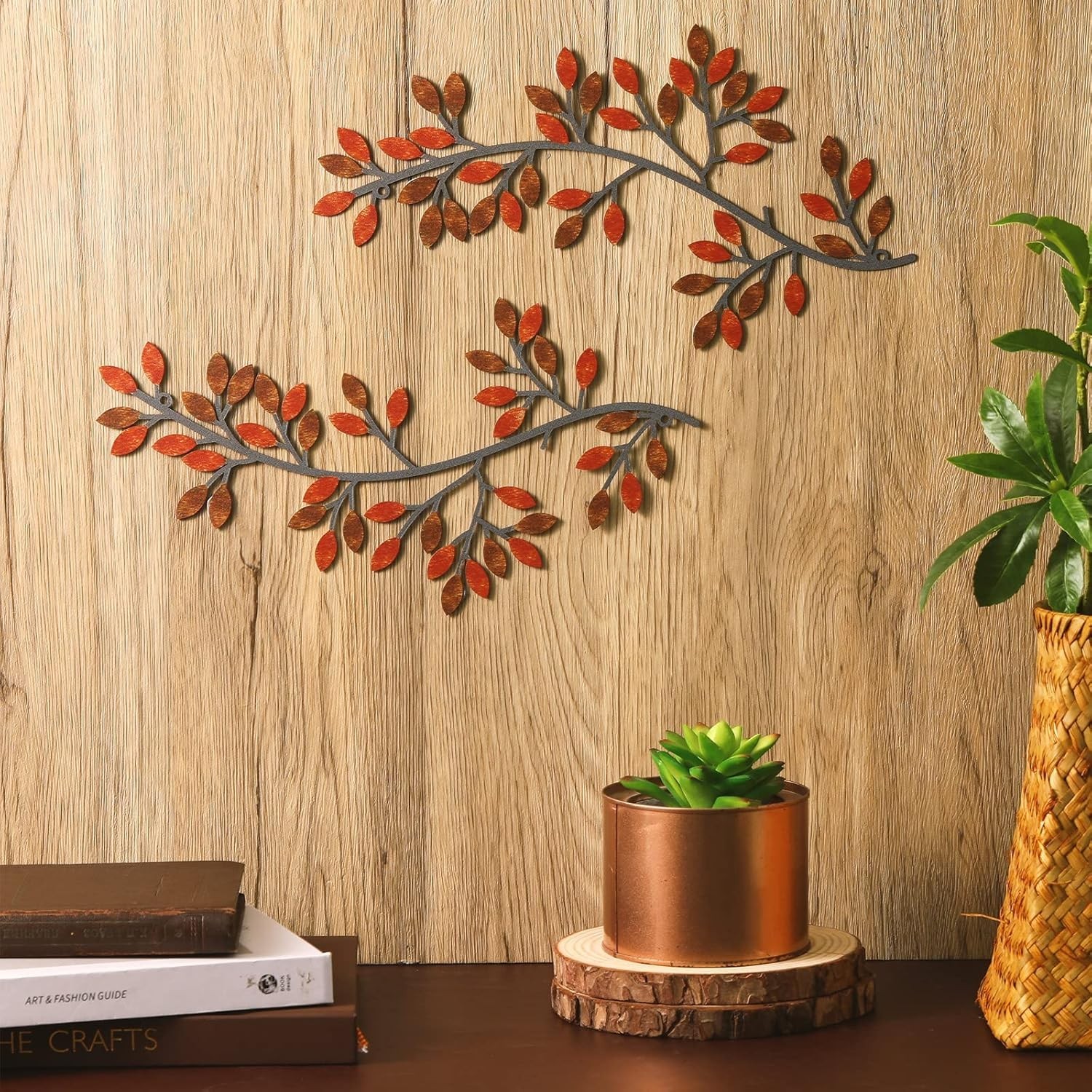 Rustic 2-Piece Leaf Wall Decor Set – Perfect for Indoor and Outdoor Spaces