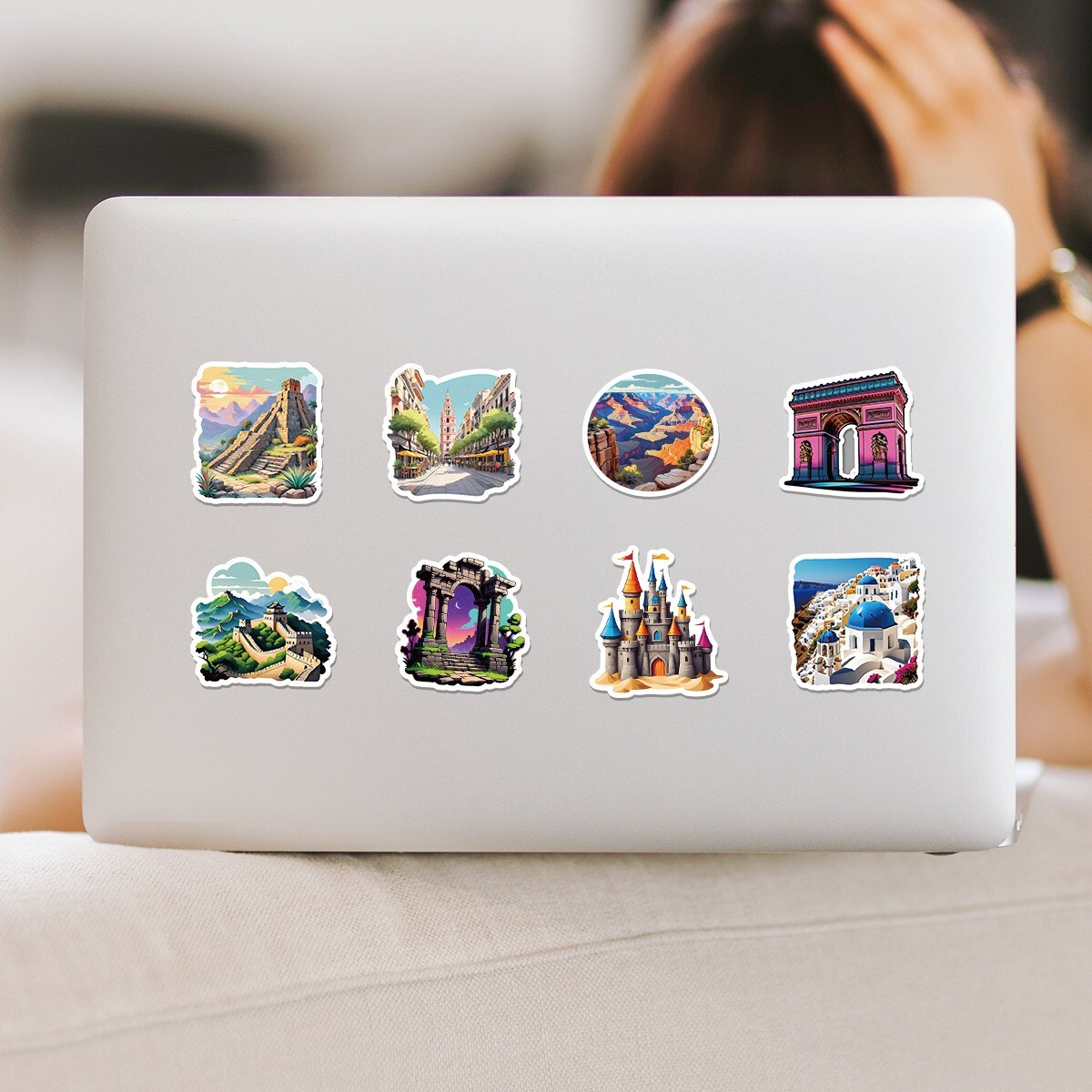 50 Pcs Stickers Iconic Landmarks Travel Trip Vacation Luggage Phone Car Fridge