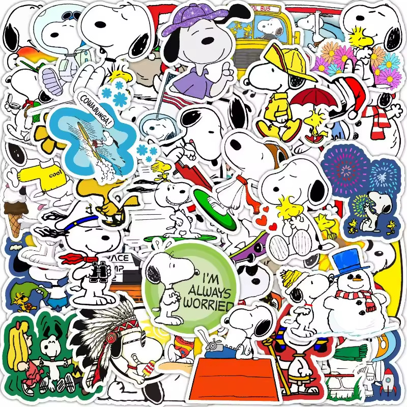 50pc SNOOPY-COWABUNGA Stickers, Great for-Phone, Car, Water Bottle, Laptop, Bike