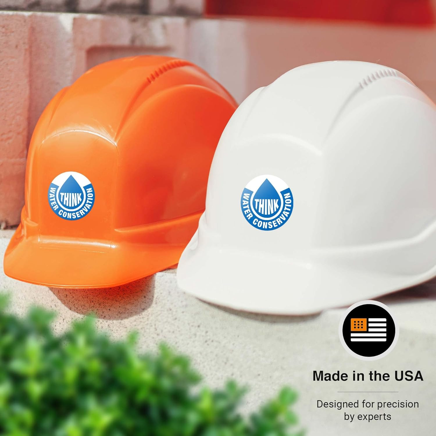 Water Conservation Hard Hat Sticker, 6 Pack, 2X2 Inches, Construction Decals