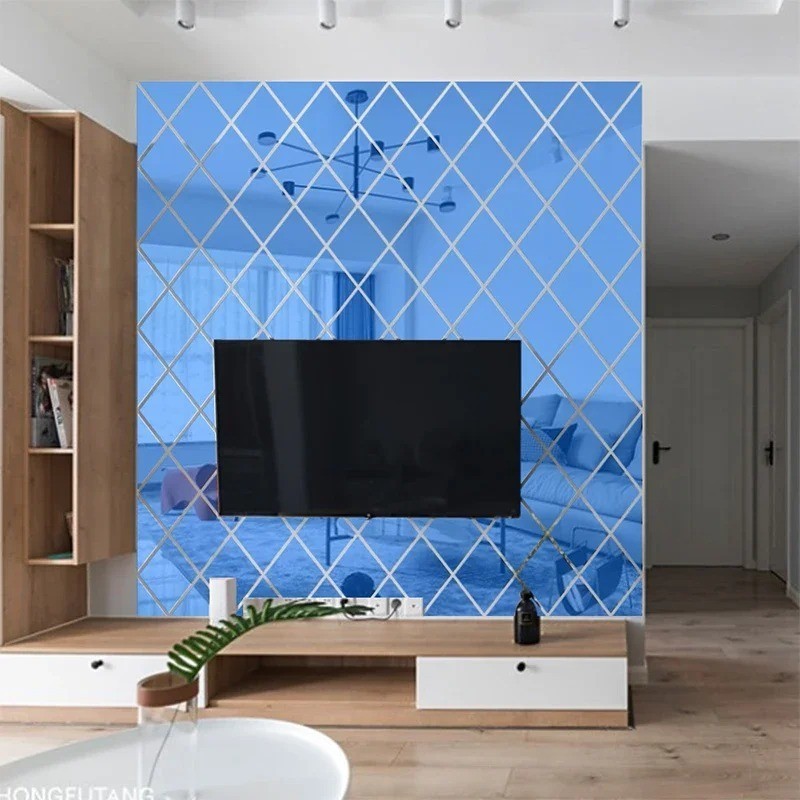 DIY Acrylic 3D Triangle Mirror Wall Stickers Self Adhesive Diamond Home Decor