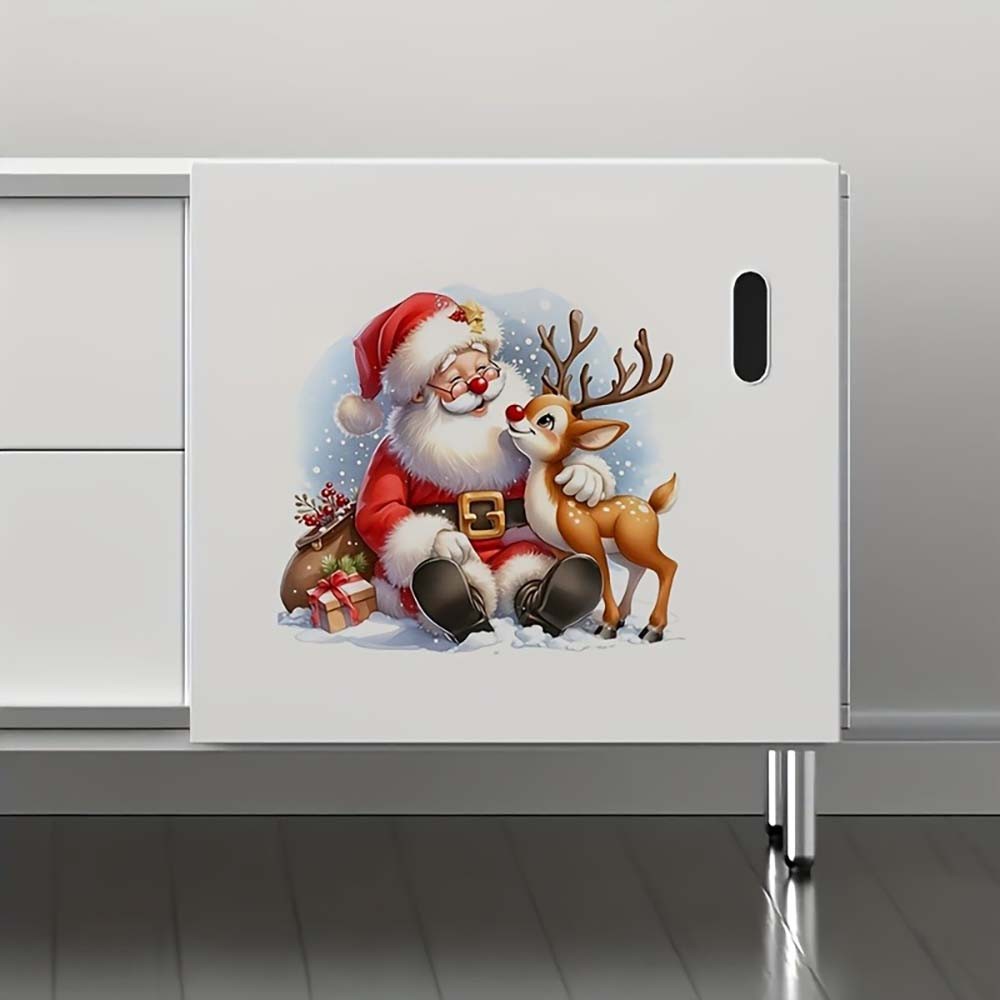 Easy-To-Apply Tool-Free Durable Portable Santa Claus and Reindeer Vinyl Stickers