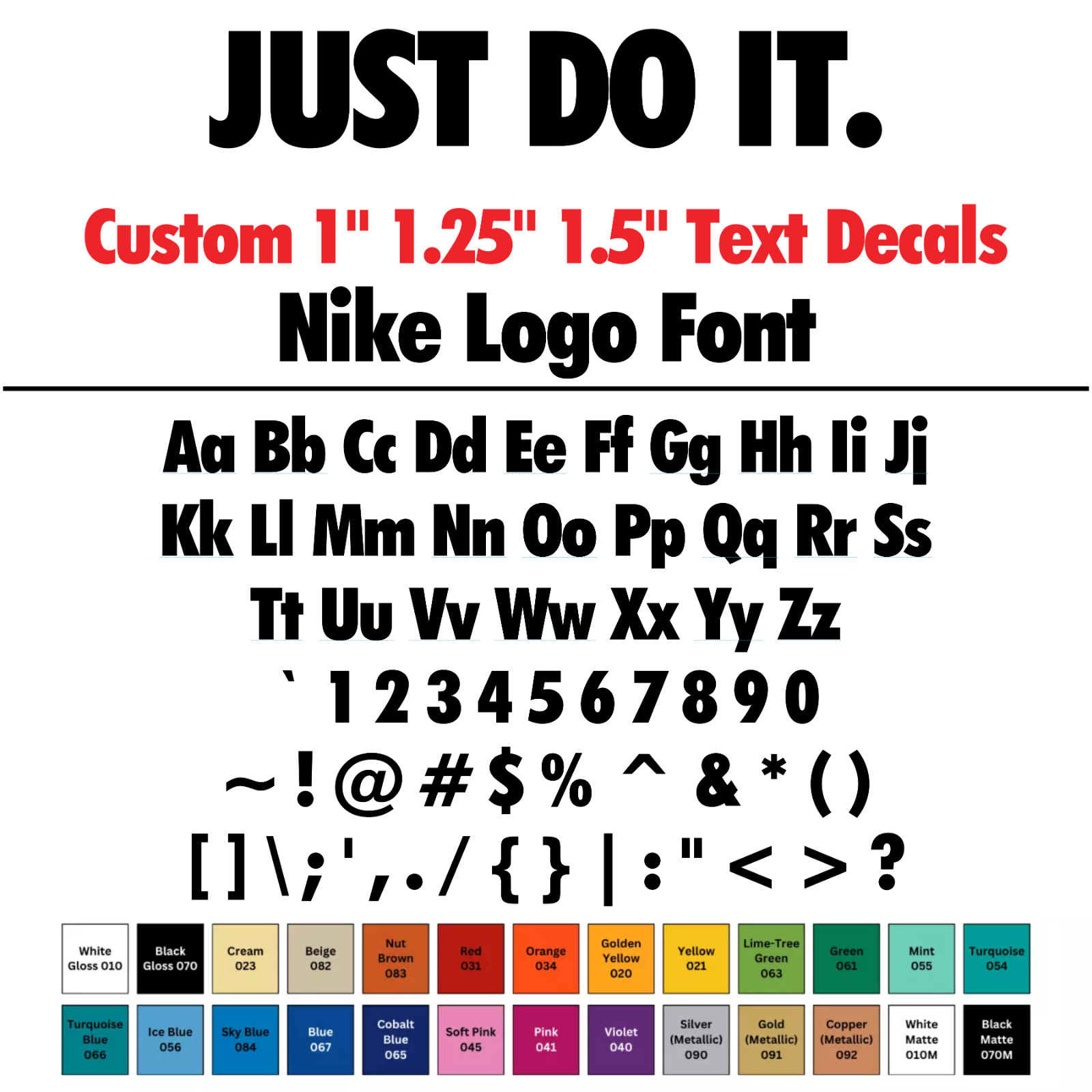 Nike Font Personalized Custom Text Vinyl Letter Sticker Permanent Decal 1 inch