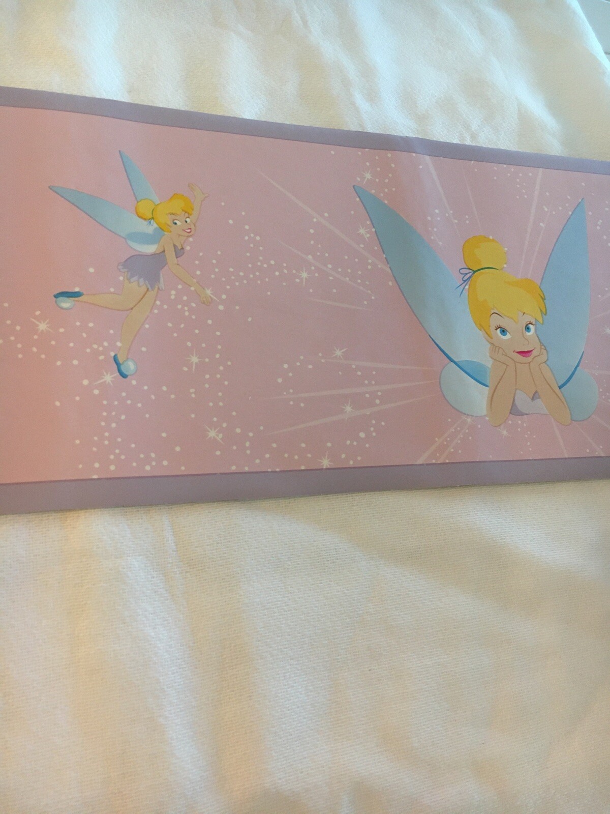 DISNEYS TINKERBELL PINK PURPLE BLUE WALLPAPER BORDER. NEW!