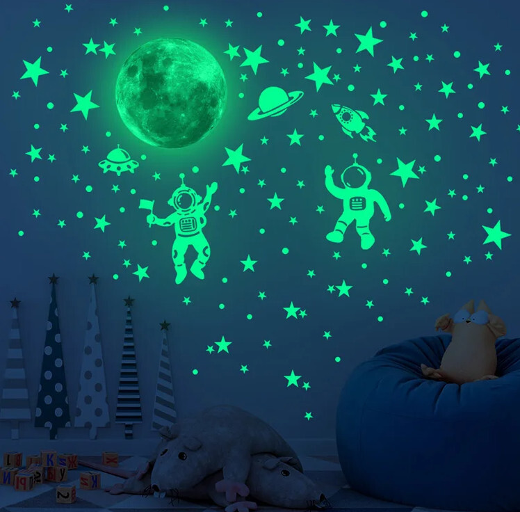 Luminous Astronaut Star Moon Wall Sticker Bedroom Kids Room Home Decoration