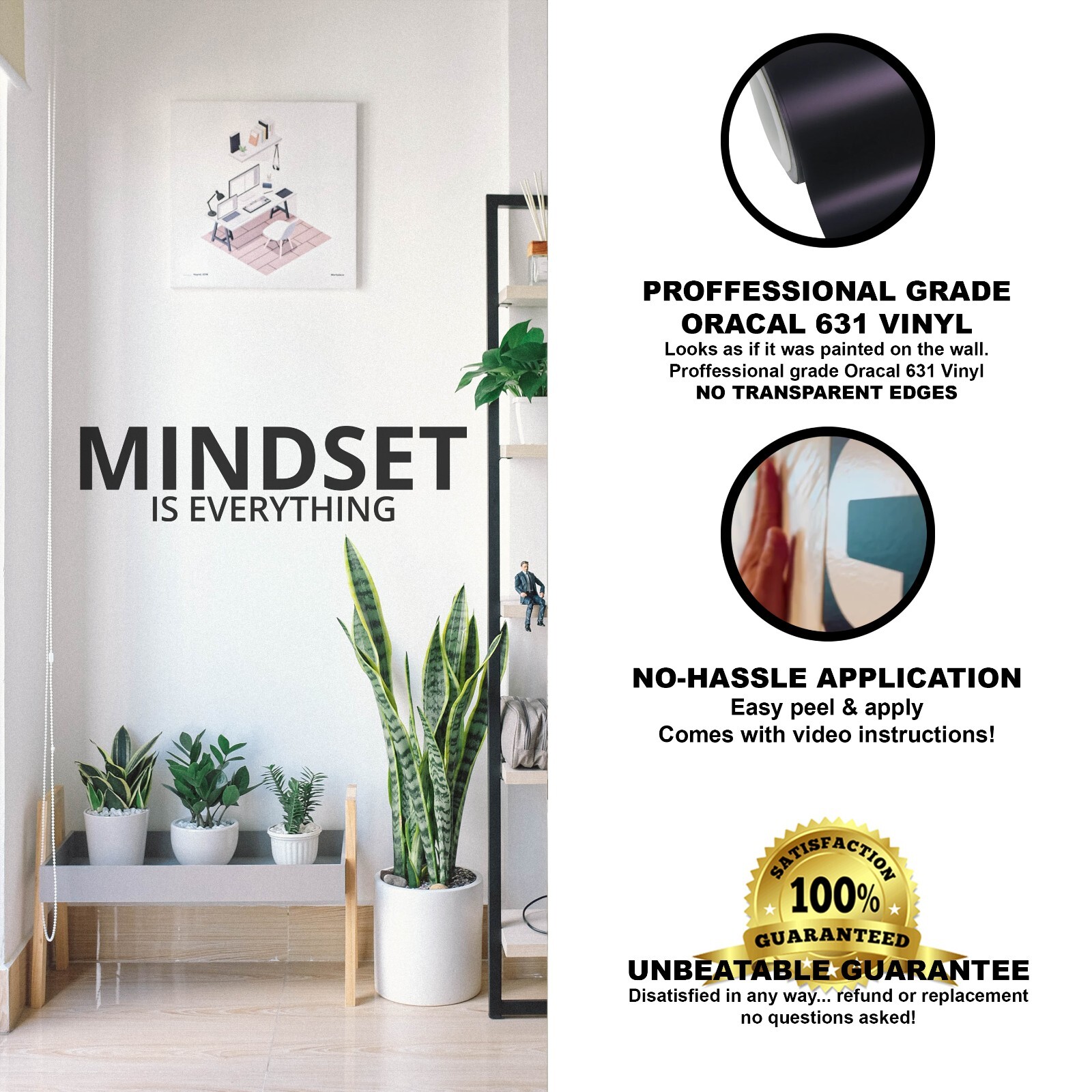 Mindset is Everything Motivational Inspirational Wall Decal Sticker Quote