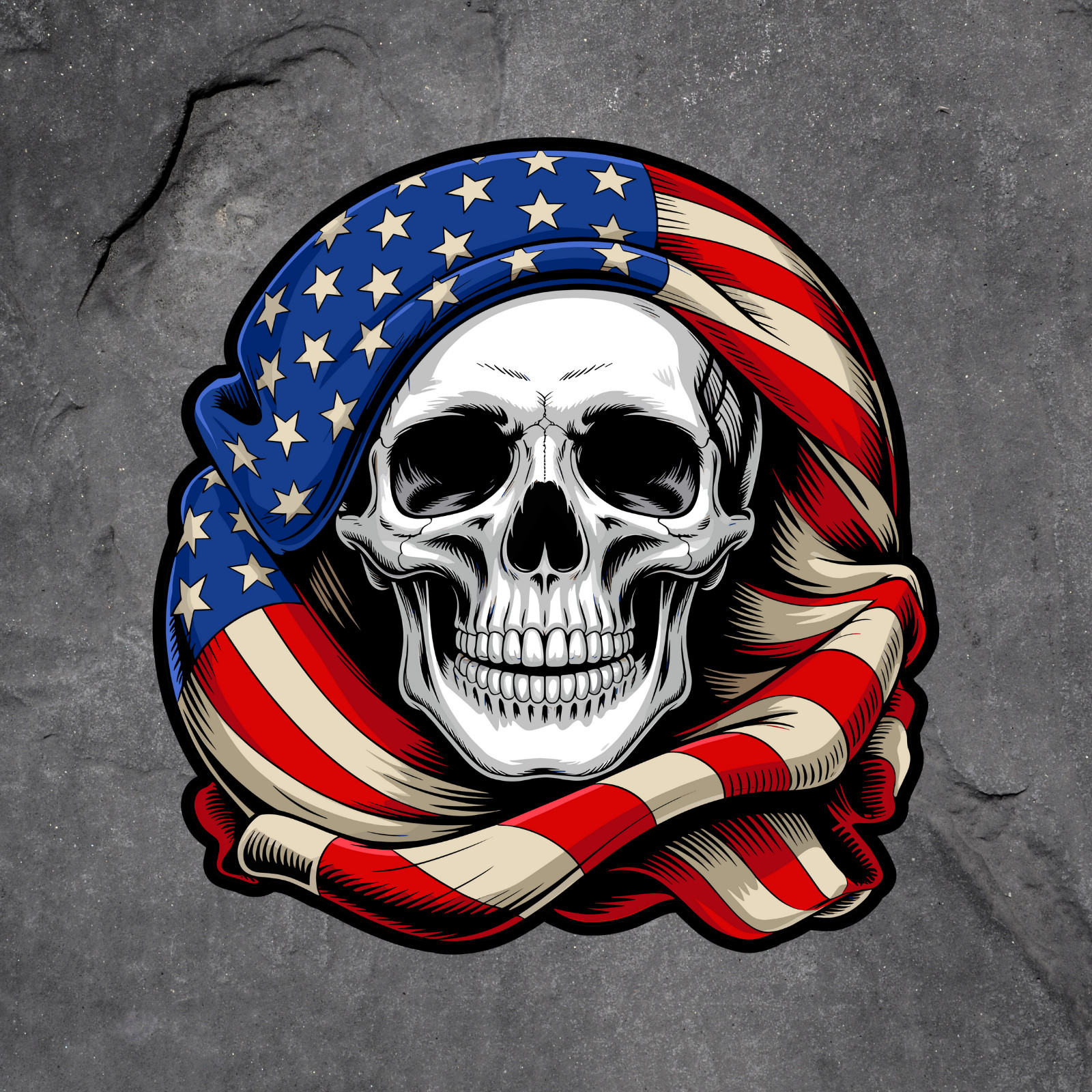 Patriotic Sticker Vinyl Decal American Flag Skull USA Bold Graphic Design