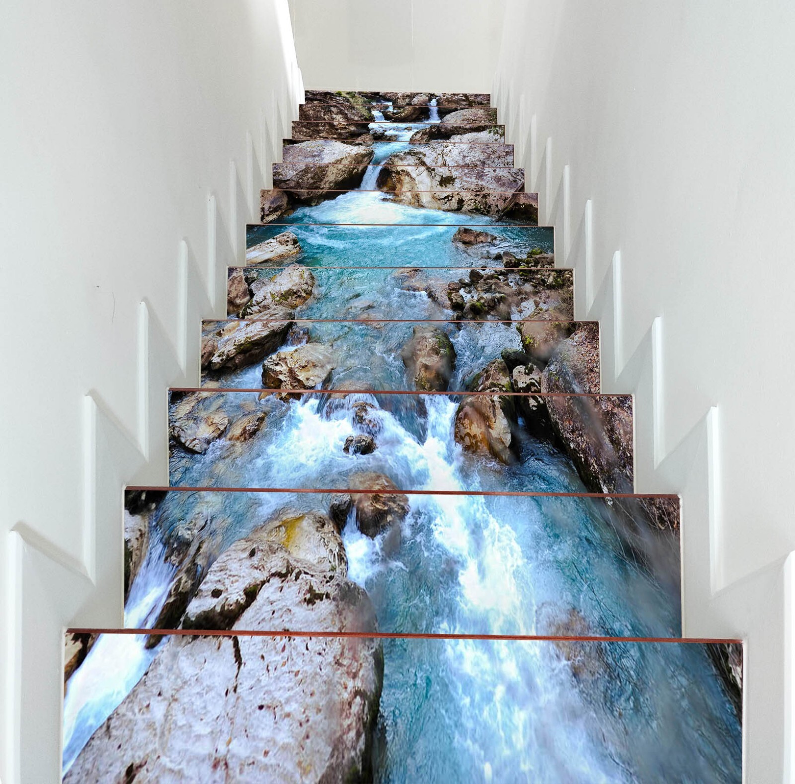 3D Creek View W112 Stairs Risers Decoration Photo Mural Vinyl Wallpaper Vera