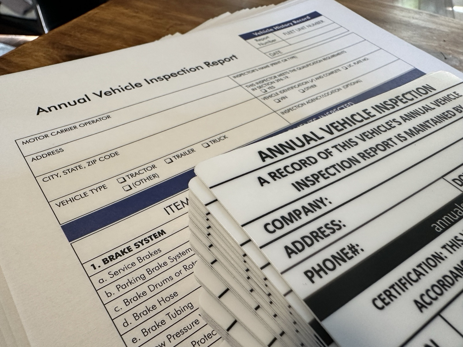 50 Pack Annual Vehicle Inspection Sticker Trucks Trailers Semi & 50 Forms Write