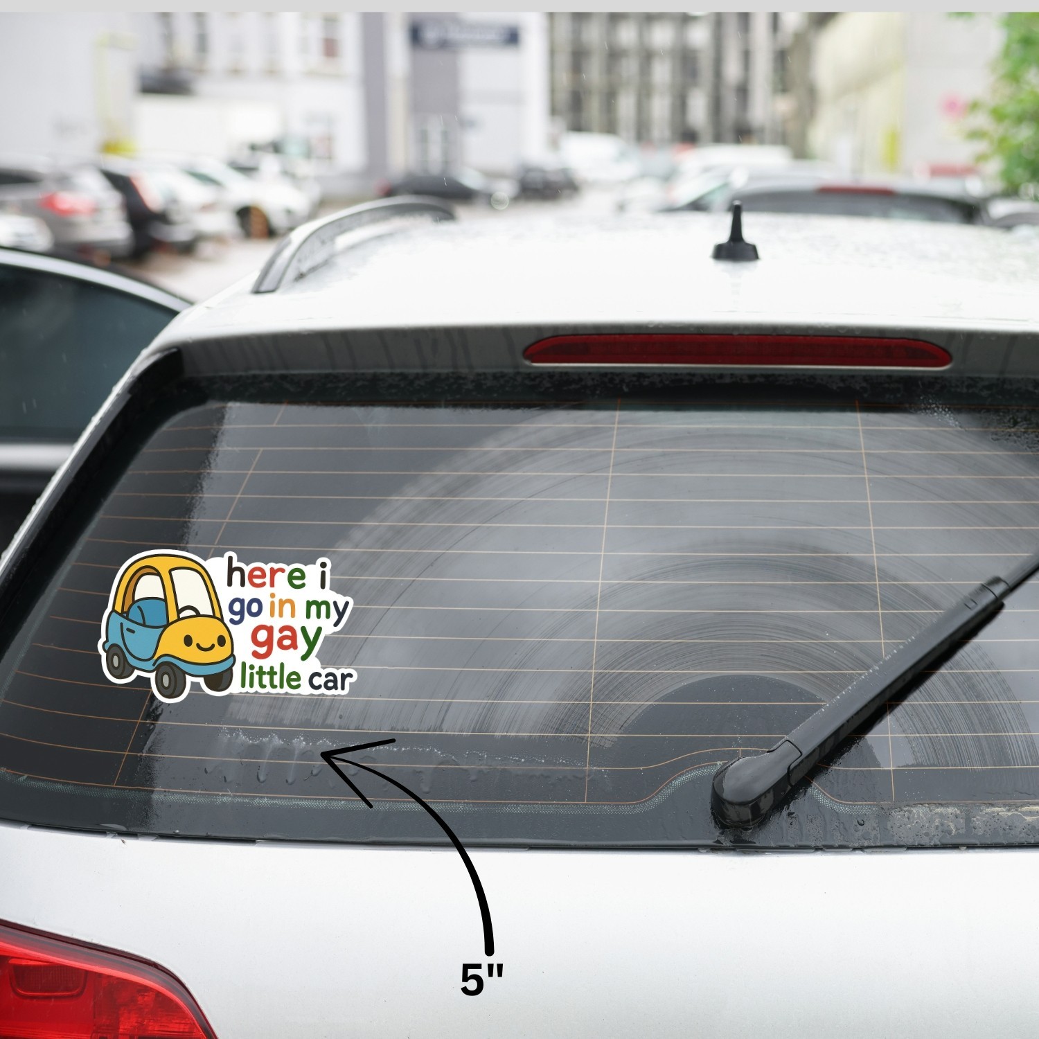 4PCS “Here I Go in My Gay Little Car” Stickers – Funny LGBTQ+ Meme Vinyl Decal