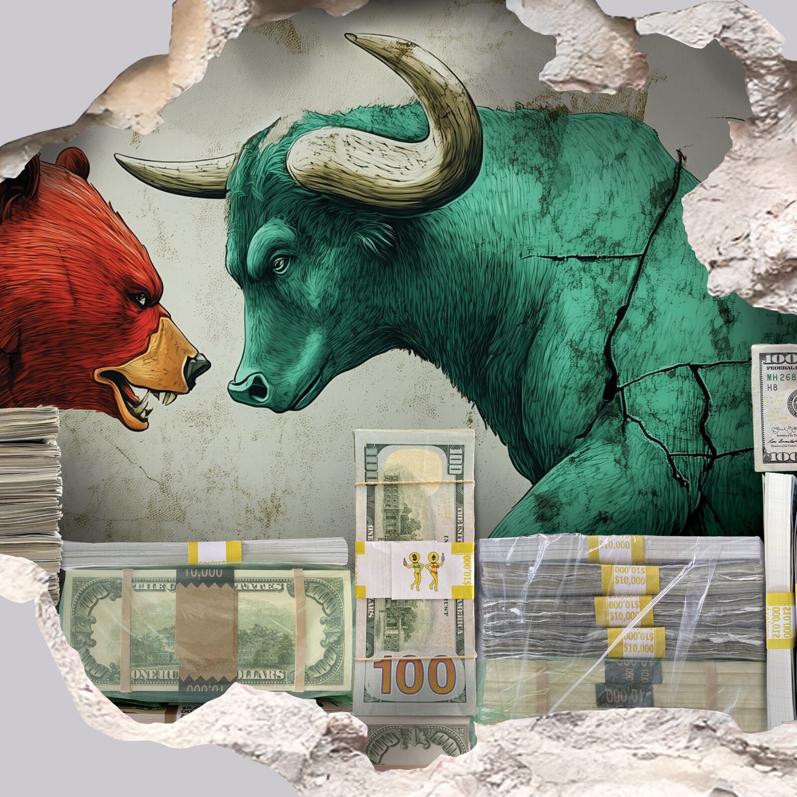 Wall Street Bull vs Bear Money Premium Vinyl Decal