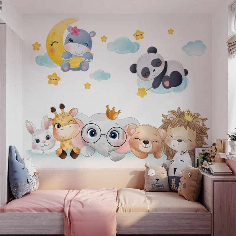 Cute Bear Star Cloud Wall Stickers for Kids Rooms Girls Boys Baby Roo0m
