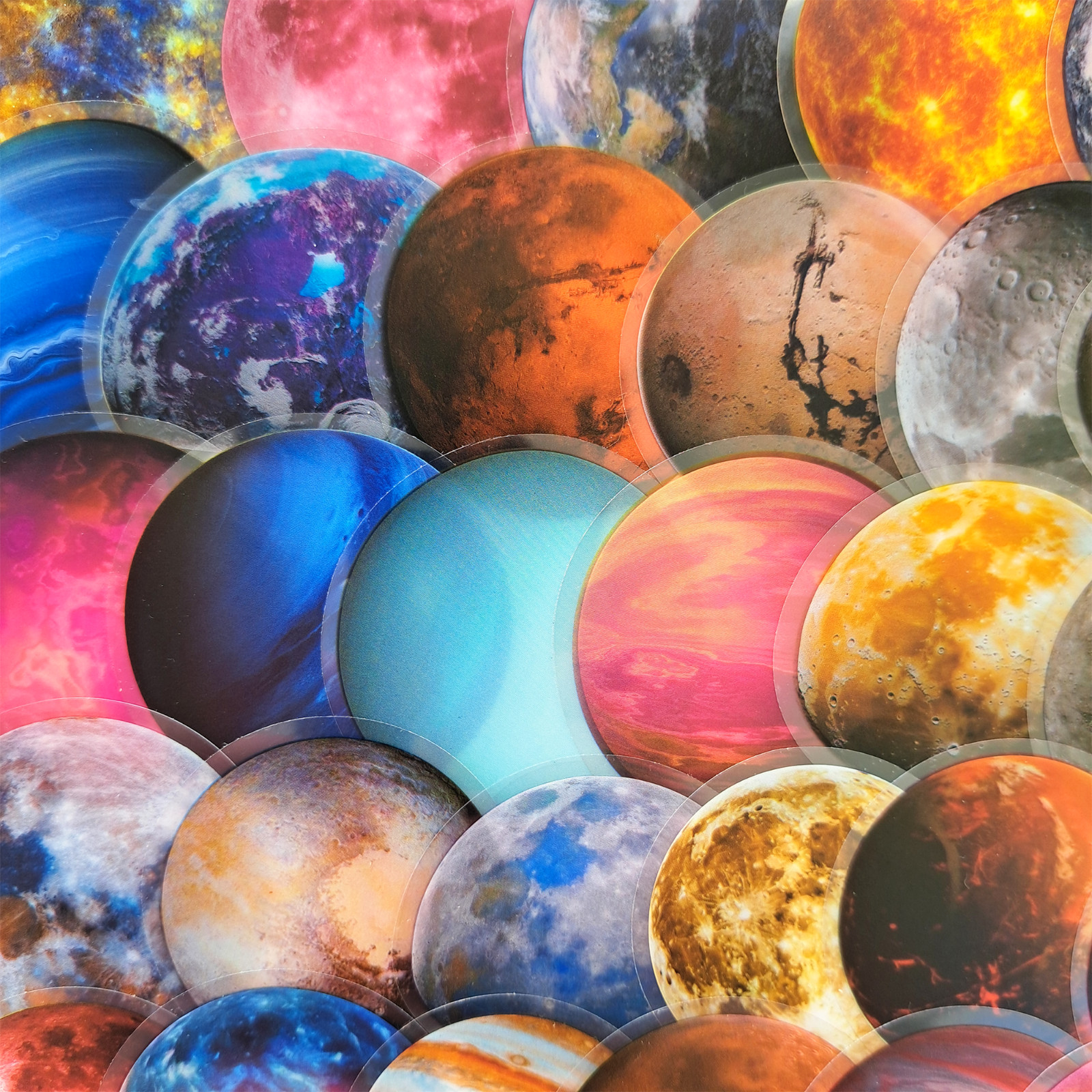 50 PCS Solar System Planets Sticker Pack Transparent Space Galaxy Astronomy