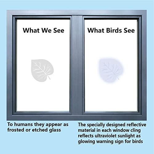 Window Decals for Bird Strikes,52 Pieces Large Leaf Shape anti Collision Window