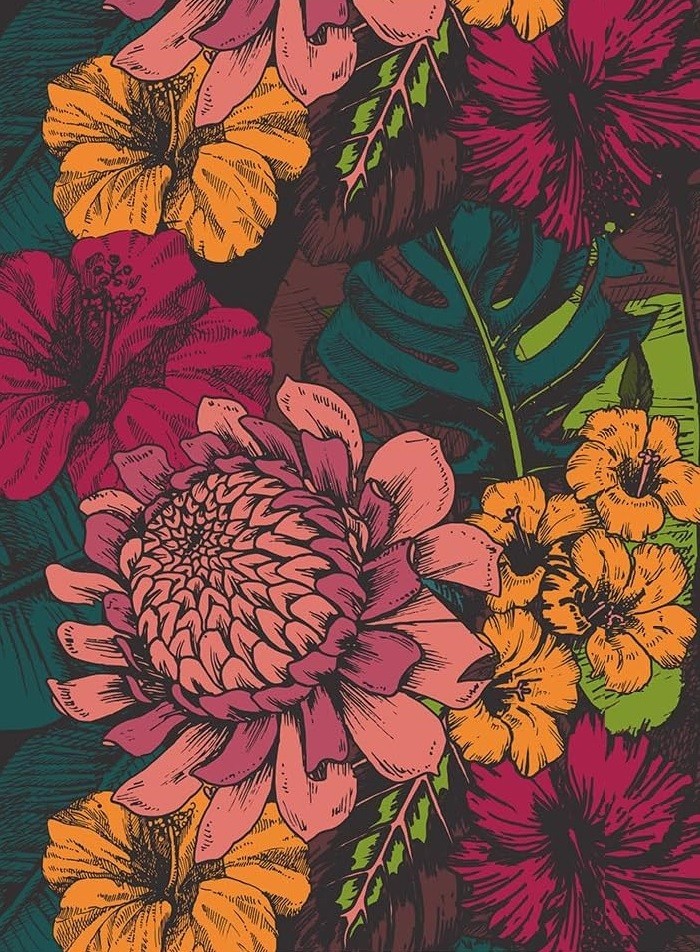 Peel & Stick Floral Wall Mural 6pcs Multicolor 92" x 125"