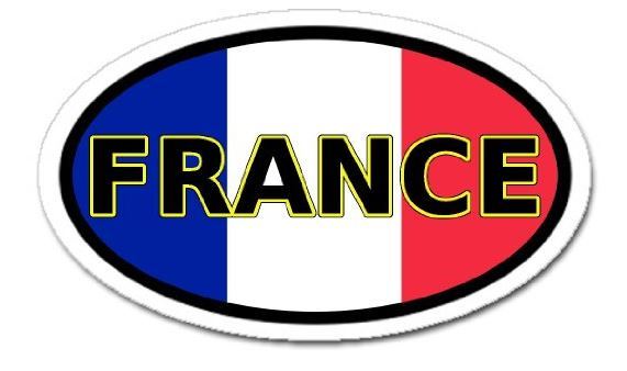 France Oval Bumper Sticker or Helmet Sticker D846 Euro Oval Paris France