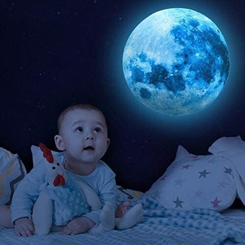 Sky Blue 1008Pcs Glow-in-the-Dark Stars & Moon Wall Stickers – Safe for Kids