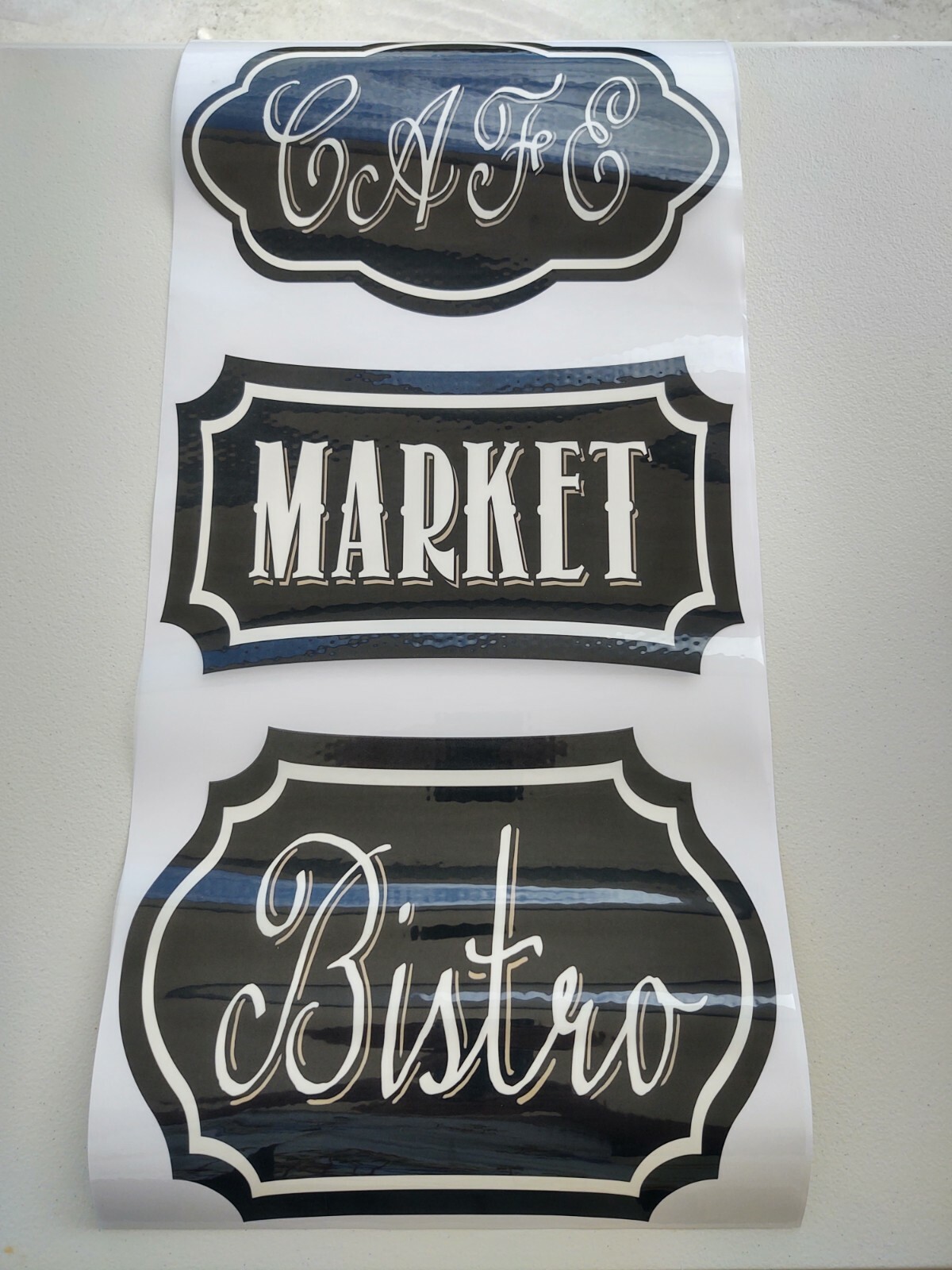 Genuine TriVink Wall Art Home Decor CAFE MARKET BISTRO 11 X 21 Rub On Easy (NEW)