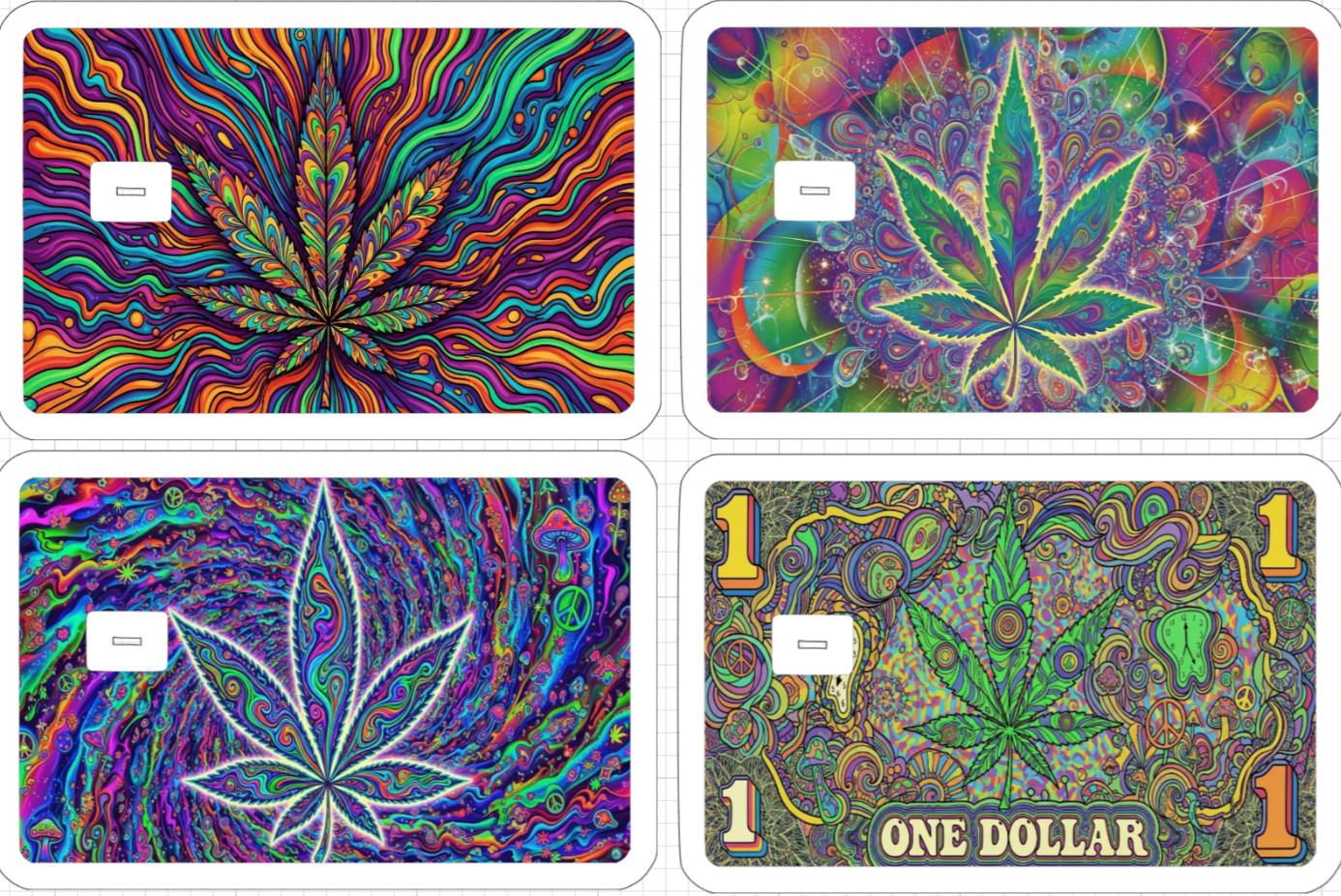 Acid Trip Weed Leaf ATM Debit Credit Sticker Skin 420 USA Trippy Retro Groovy