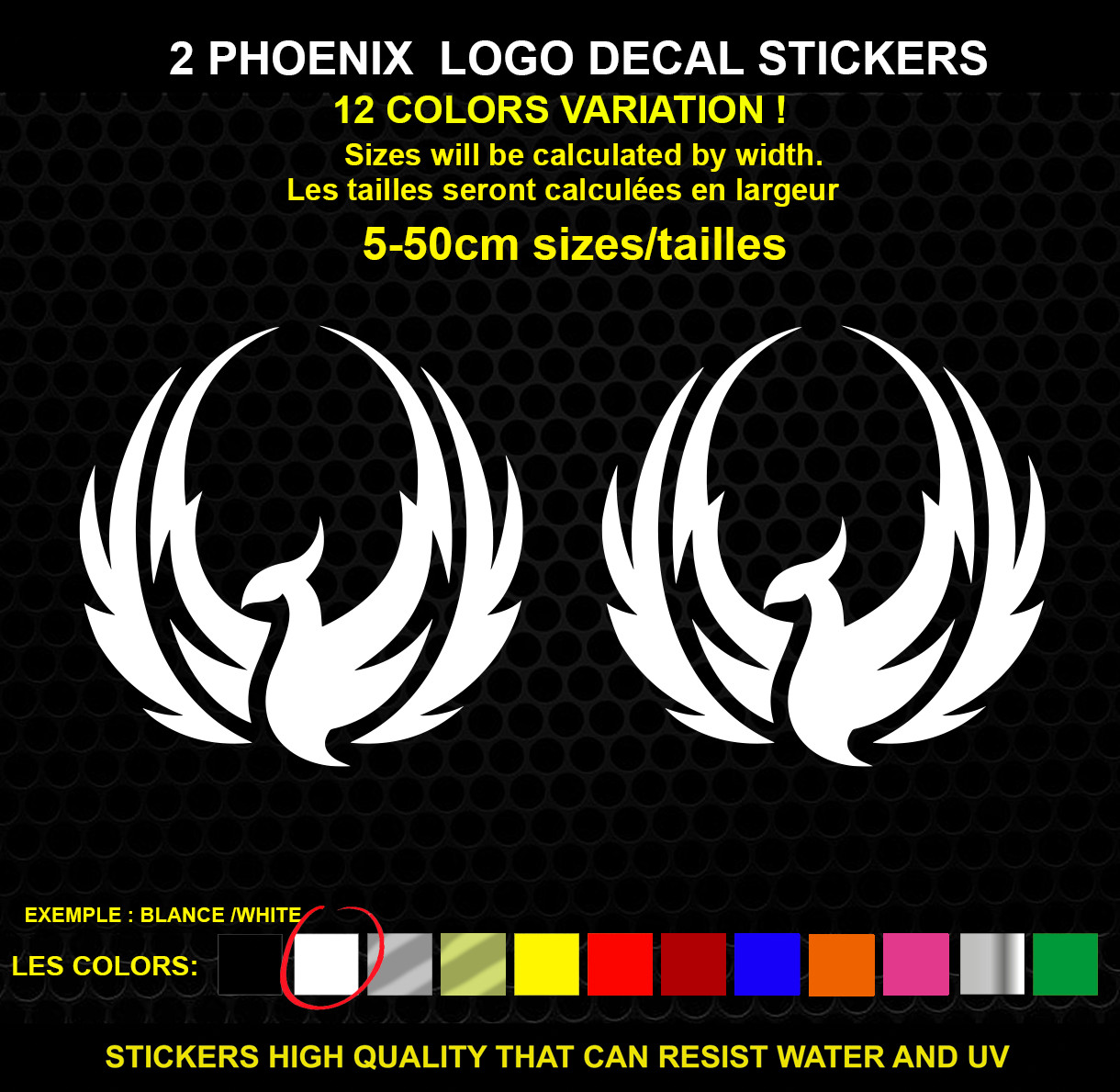 2 PHOENIX sticker Genuine decal sticker WATERPROOF STICKERS