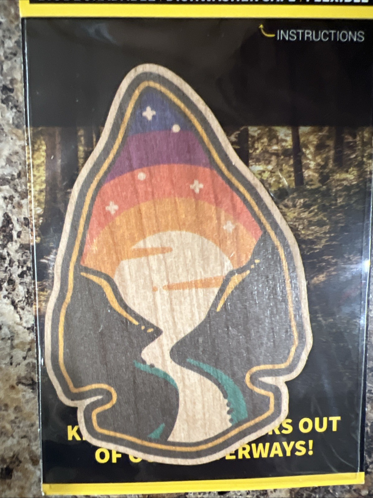 Arrowhead River Sunset WOOD Sticker Dishwasher SAFE Biodegradable Dust City NEW