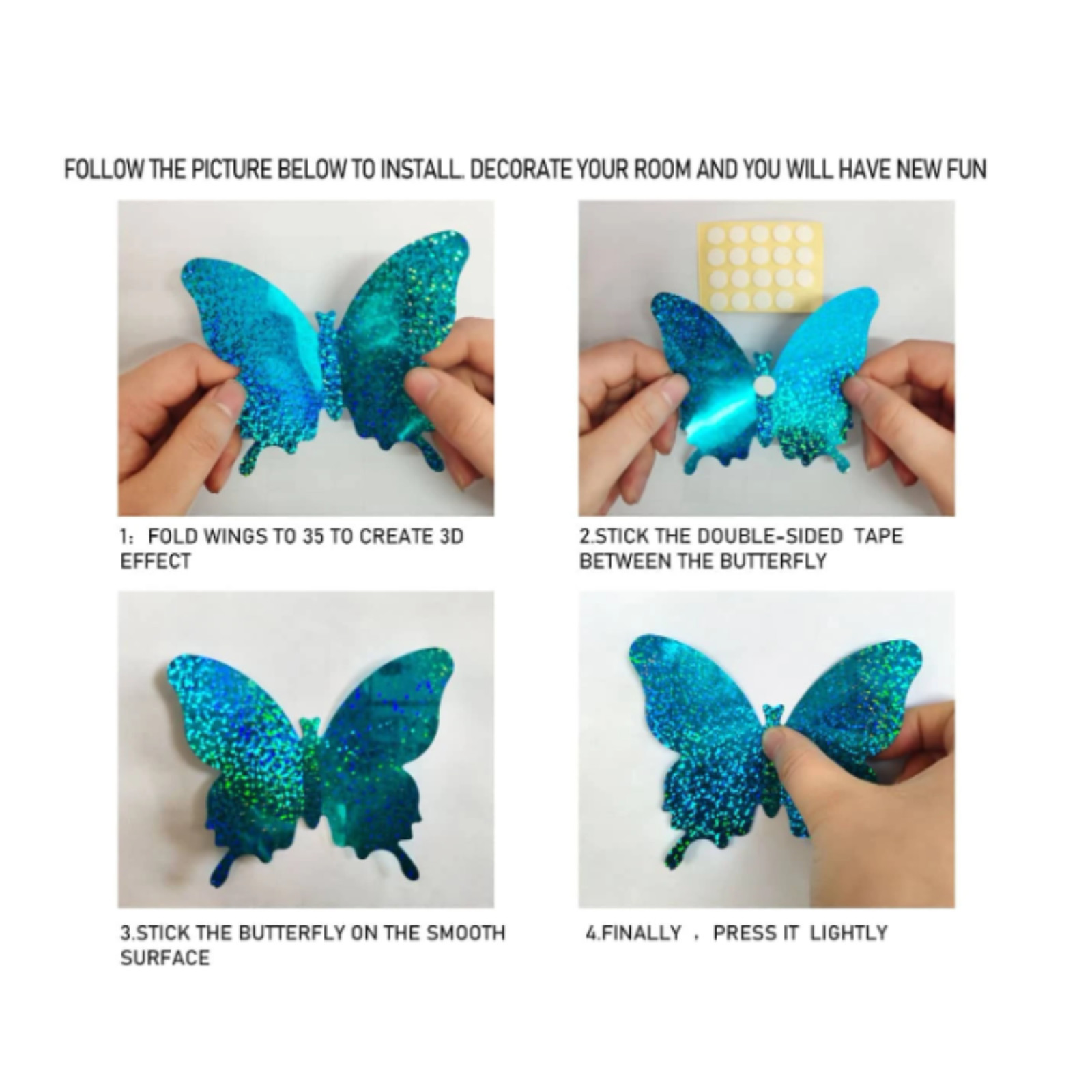 12pcs Butterfly Wall Stickers 3D Vinly Decal for Home & Festival Decoration Gift