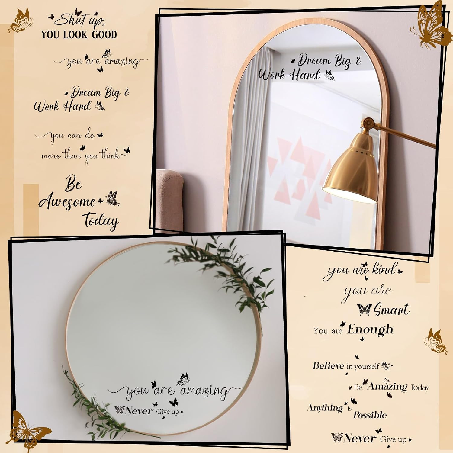 12 Pcs Inspirational Decals for Mirror Affirmation Stickers for Women