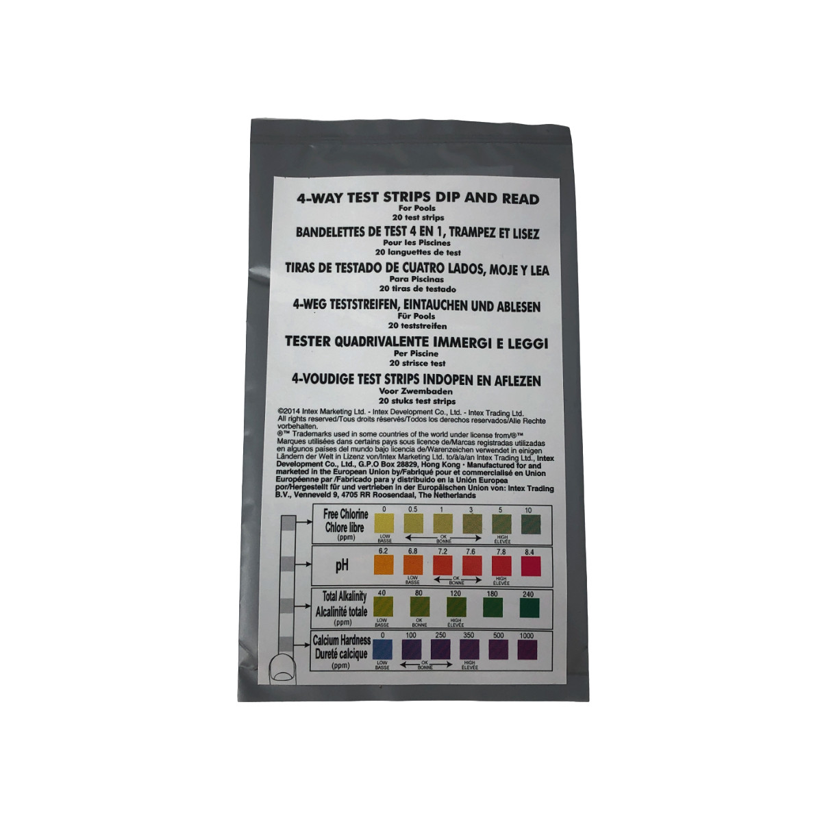 Test Strips for Swimming Pool Chemistry: Chlorine pH Alkalinity Calcium Hardness