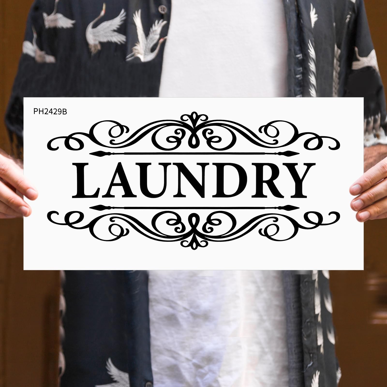 3 Pcs Vinyl Wall Stickers Laundry Room Pantry Bathroom Decal, 30x15cm, White