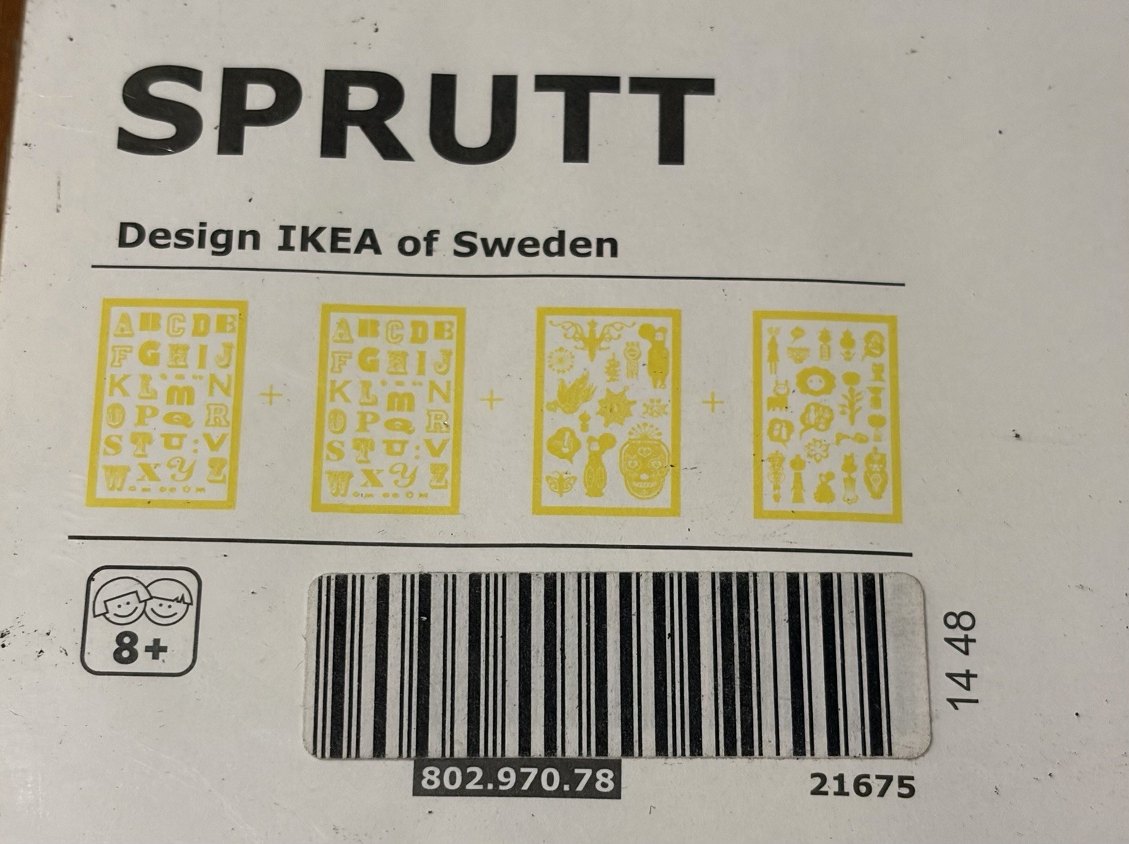 IKEA Sprutt 2014 Wall Art/Stickers Yellow & Letter Theme Brand New – 802.970.78