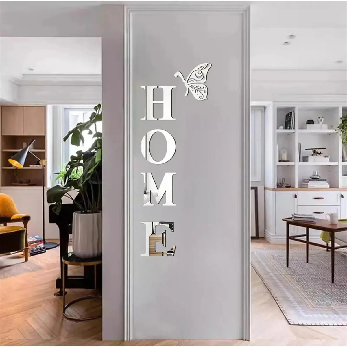 3D Mirror Wall Sticker HOME Logo for Entrance & Home Decor Self Adhesive Vinyl