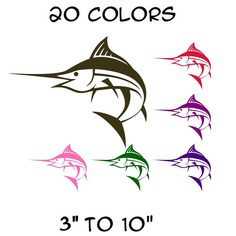 Marlin Fish Sticker Vinyl Decal Swordfish Sea Ocean Fishing Boat Wall Car Window