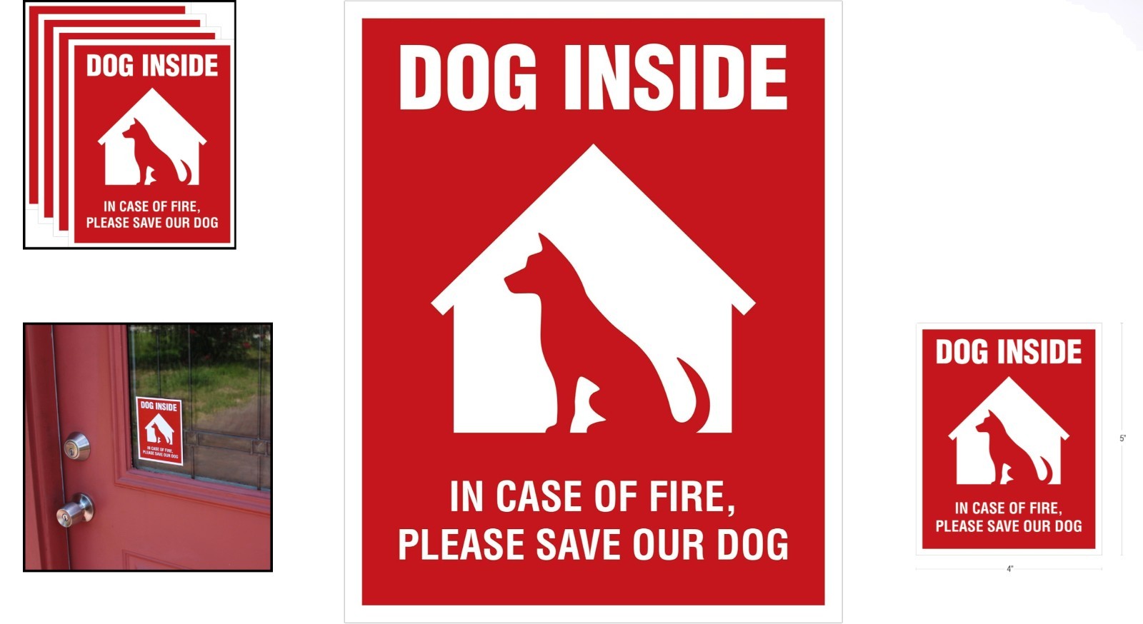 High-Gloss Vinyl Dog Alert Stickers – 4×5 Inches, Made in USA, Easy Apply