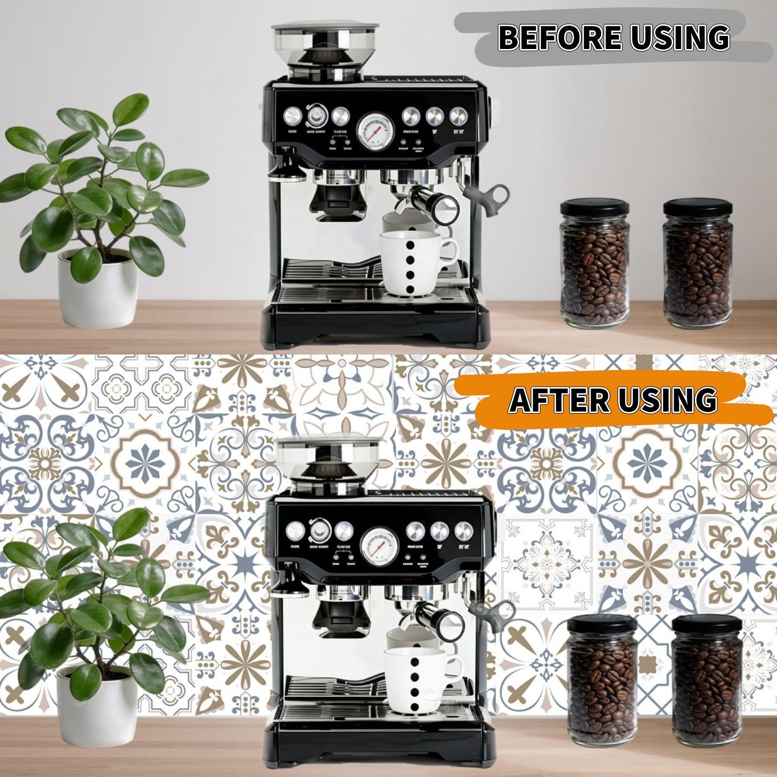 PVC Peel and Stick Tile Stickers 24Pcs Waterproof Removable Backsplash Wall D…