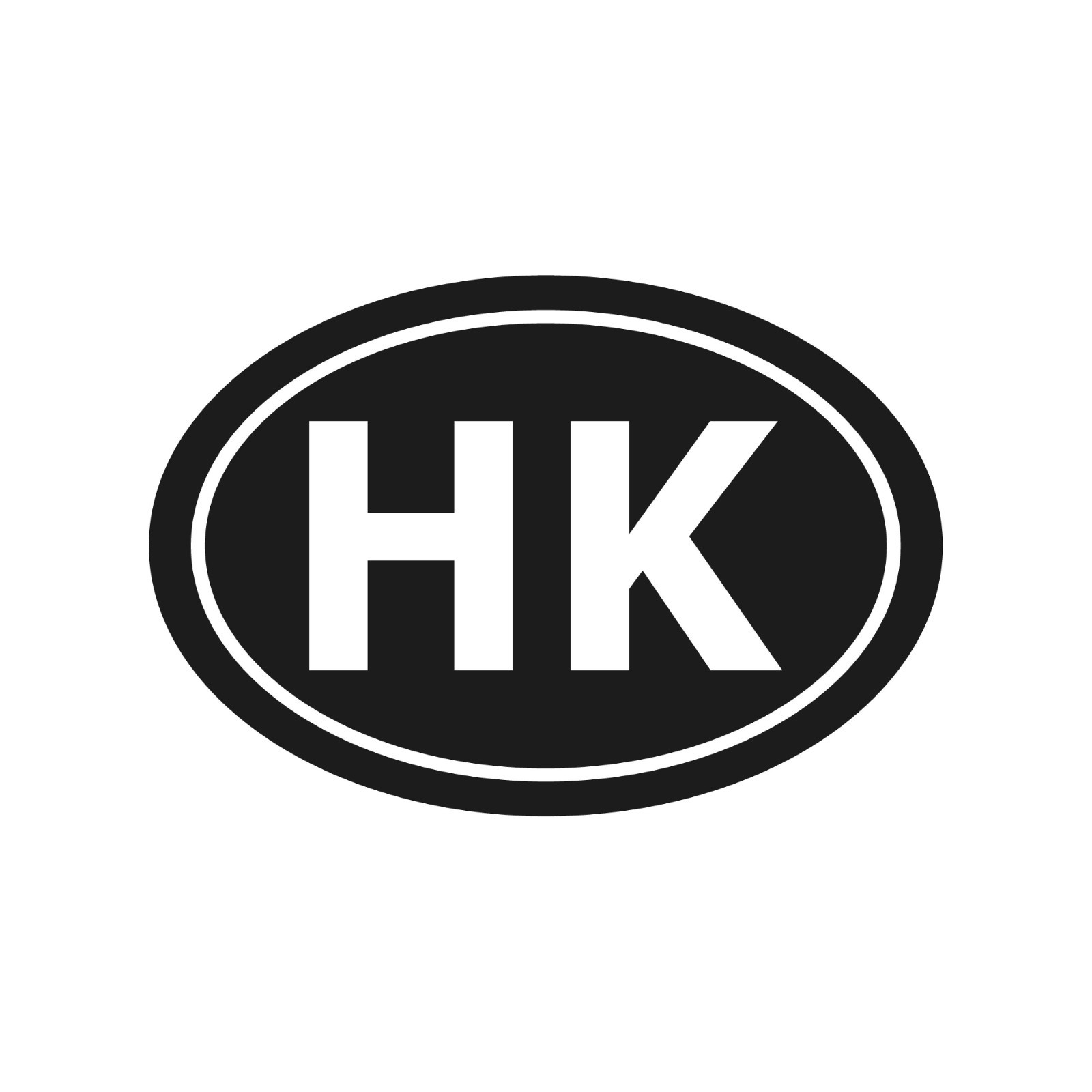 Hong Kong HK country initials Vinyl Decal Oval HK Sticker