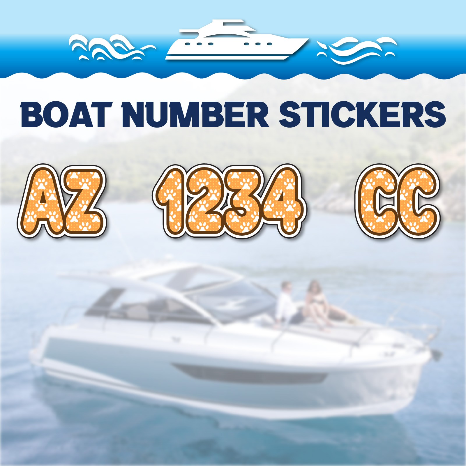 3 inch 2x Watercraft Number Custom Boat Registration Stickers3 inch Pattern