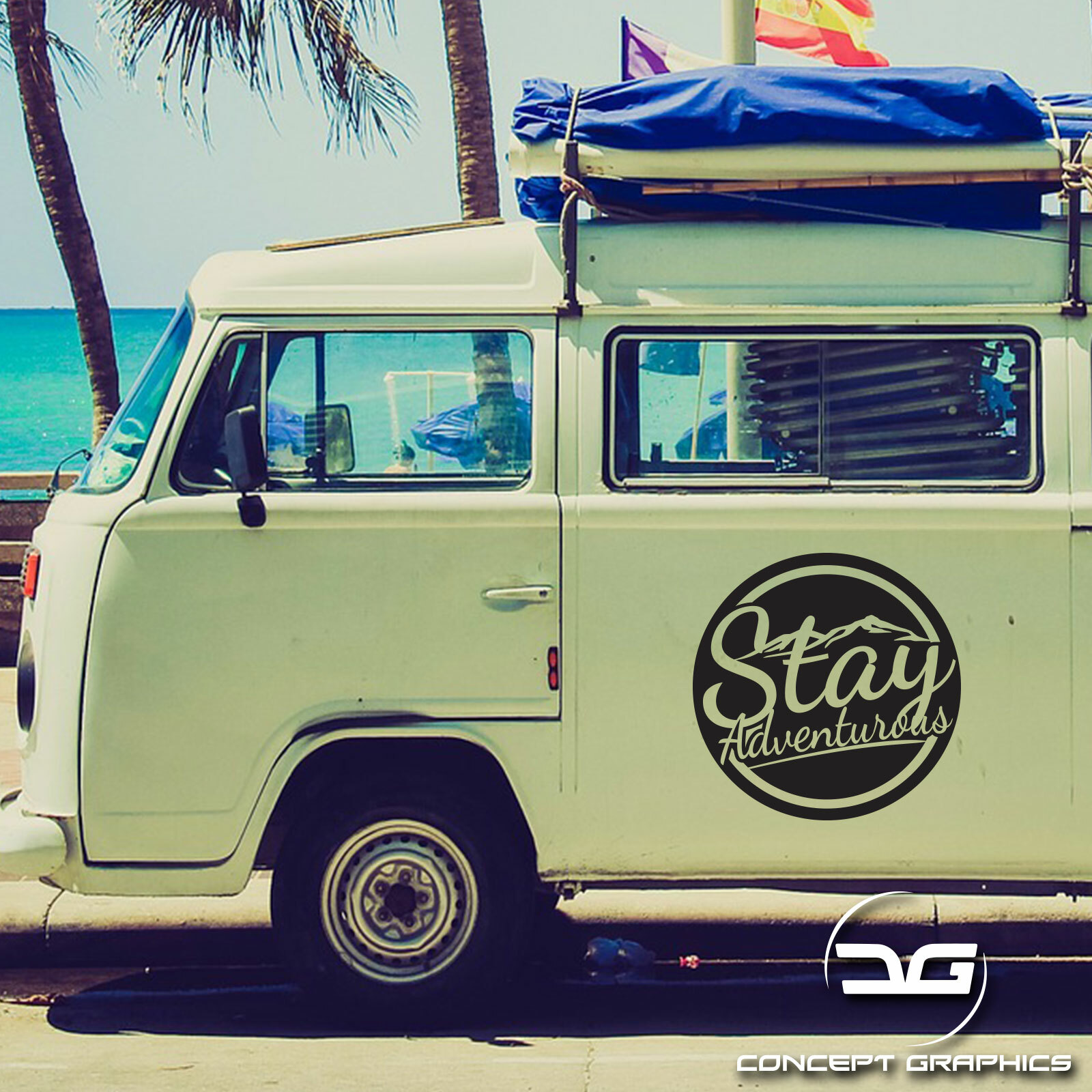 Stay Adventurous Funny Car Caravan Camper Van Joke Adventure Vinyl Decal Sticker