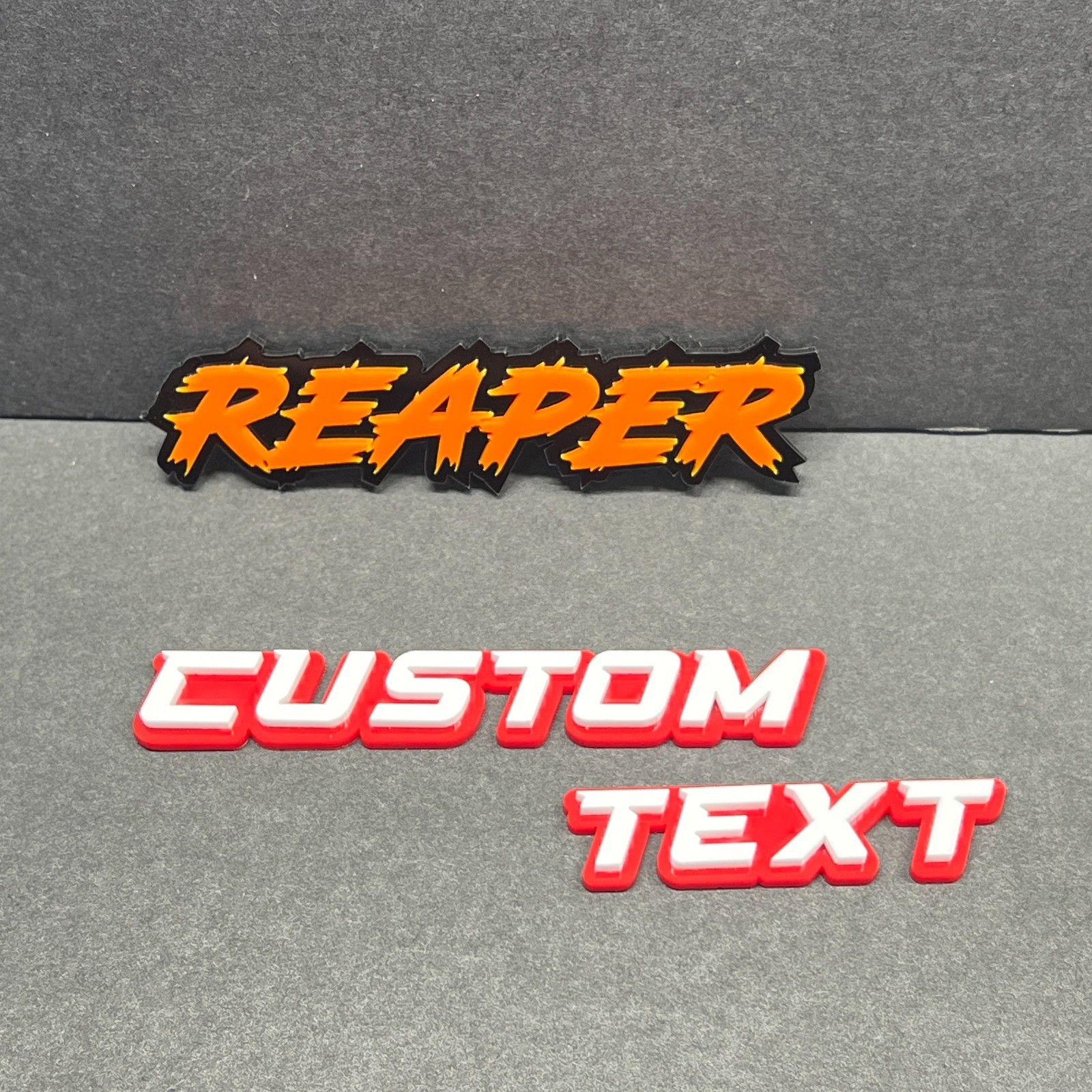 Custom Lazer Cut Car Acrylic Emblem Badge MULTI COLOR Customized Text Names!
