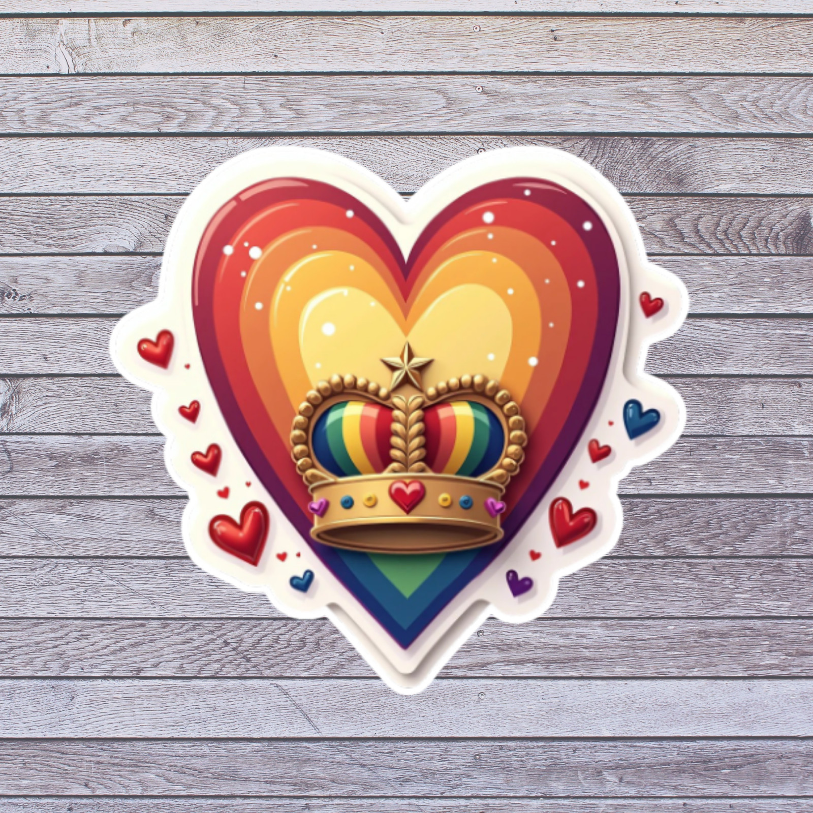 Pride sticker vinyl decal rainbow heart crown love wins