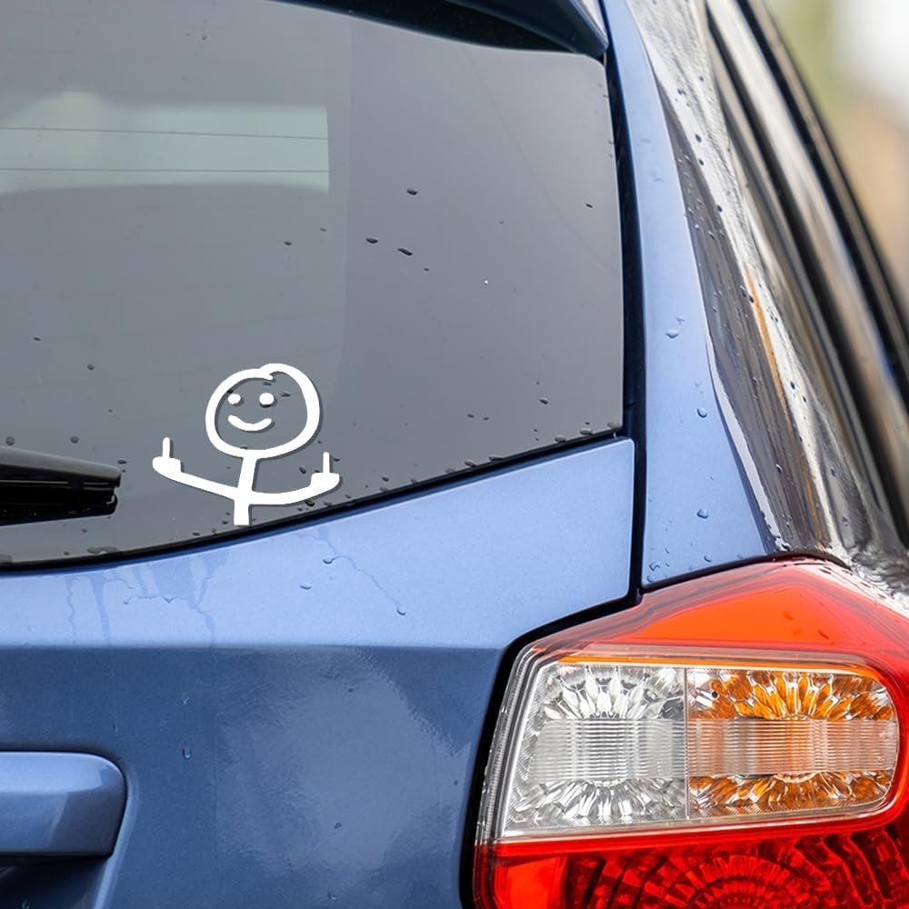 Funny Stick Figure Middle Finger Vinyl Decal Car Window or Laptop 4.5" x 4.2"
