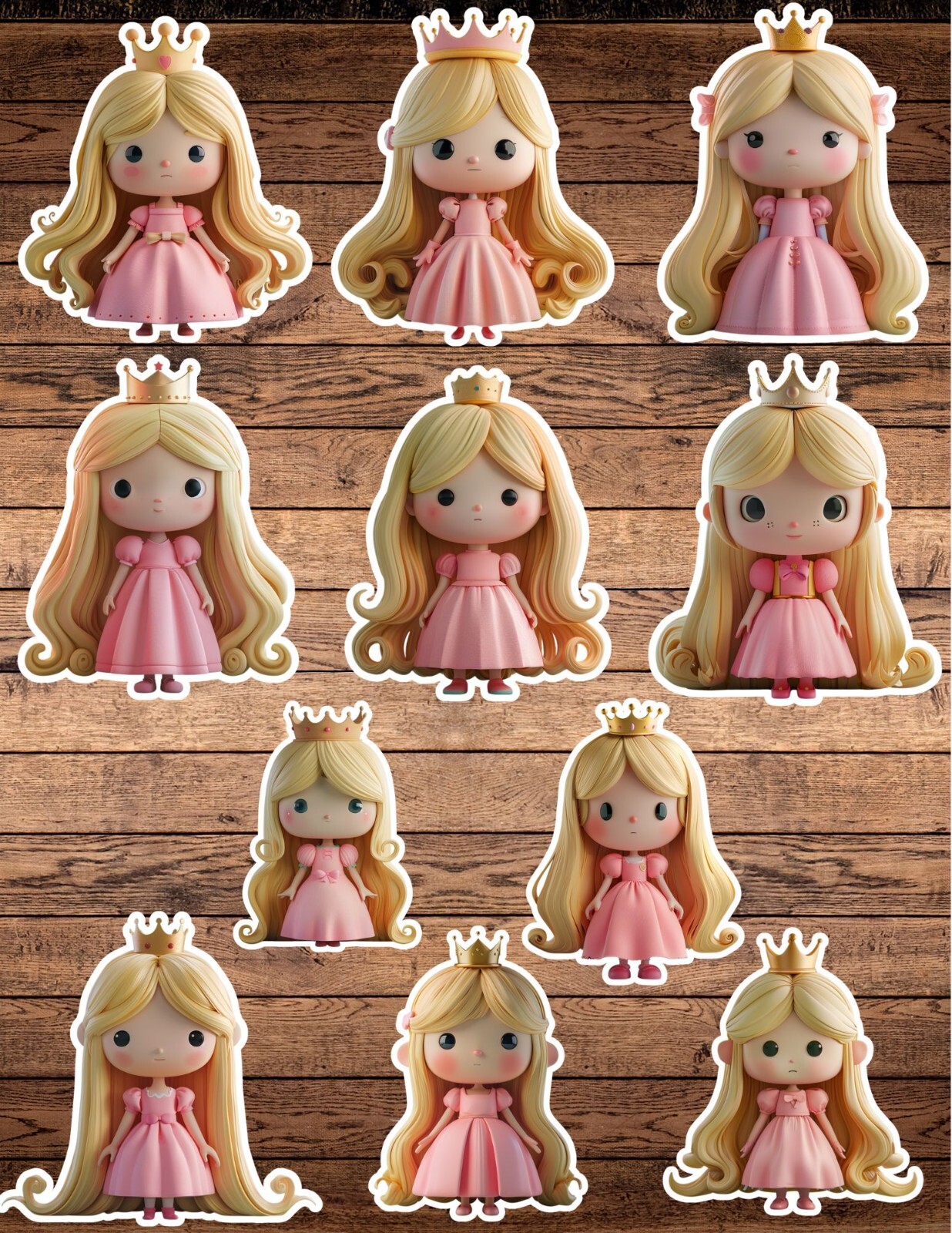 Cute Princess Girl in Pink Die Cut Vinyl Stickers Notebook Laptop Waterbottle