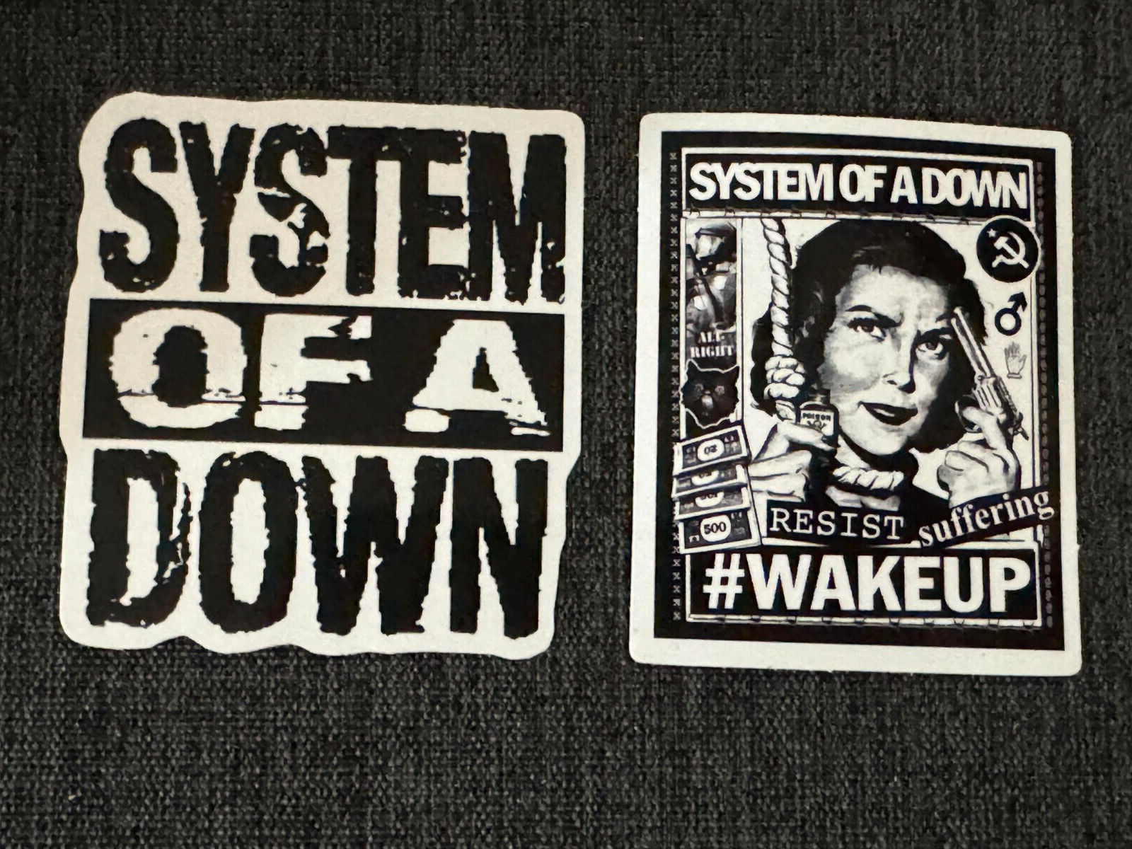 Lot (2) SYSTEM OF A DOWN 2" to 2 1/2" Band Logo STICKERS Black FAST! FREE SHIP!