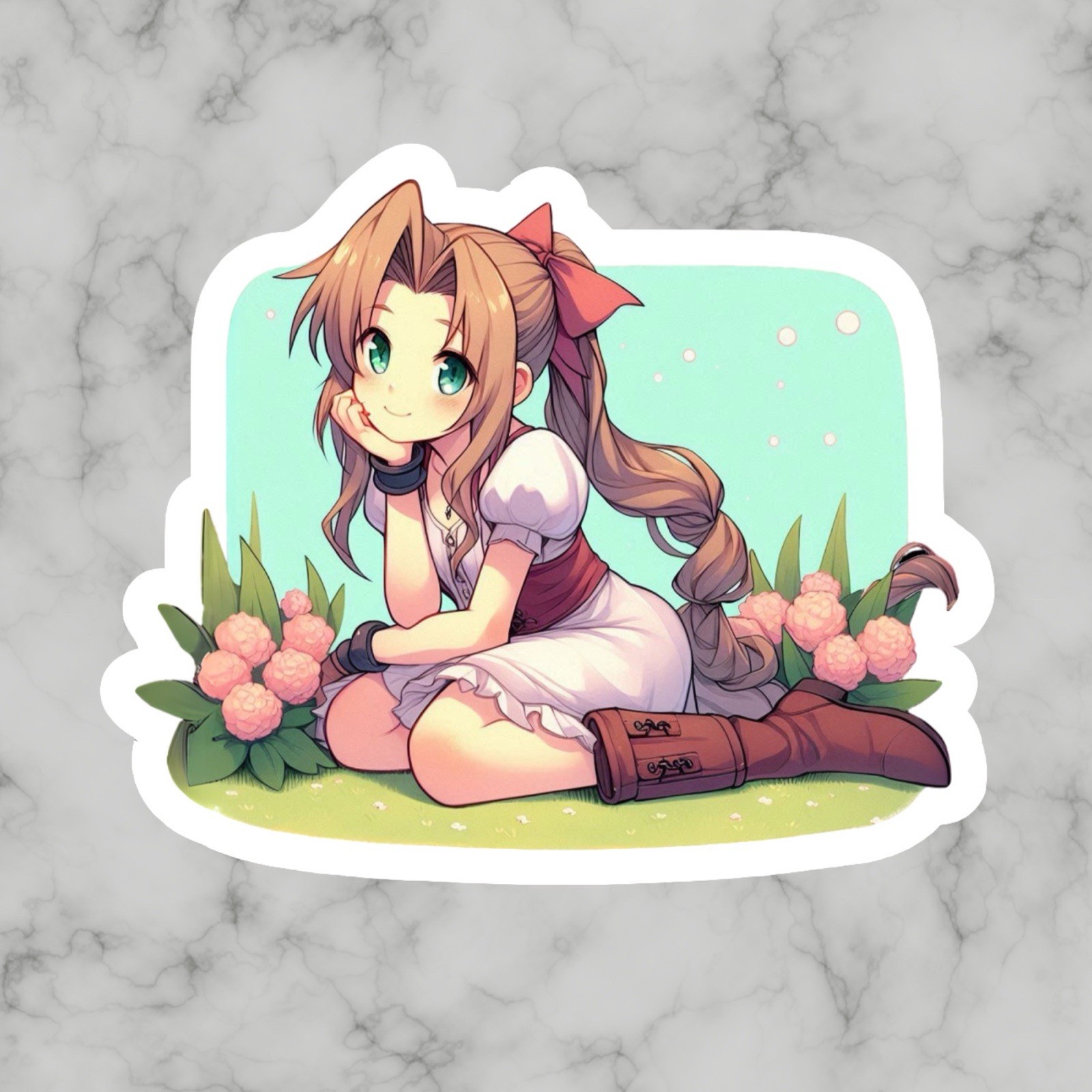 Aerith Gainsborough, Final Fantasy 7, FF7, Glossy Vinyl sticker, Decal