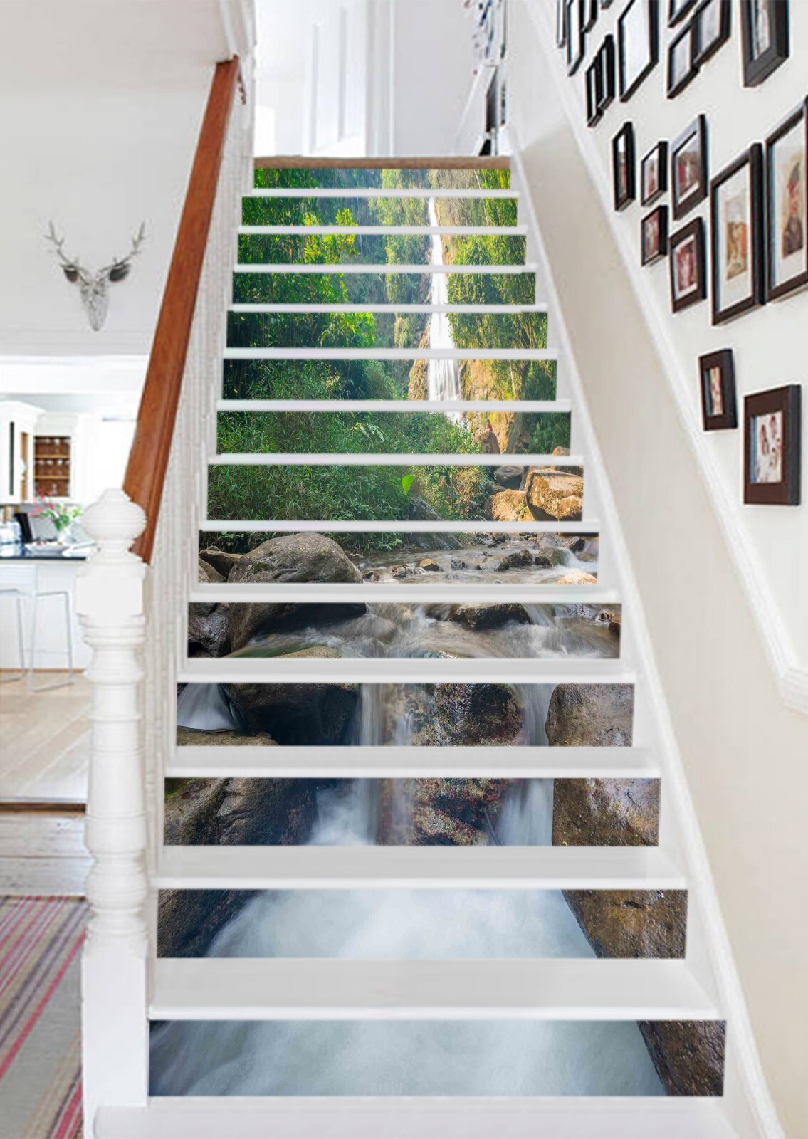 3D Waterfall Stone AZ1152 Stair Risers Decoration Mural Vinyl Wallpaper Kay