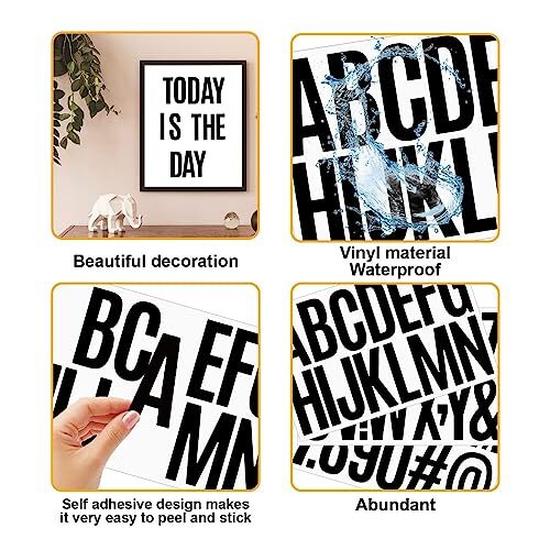 24 Sheets 384 Pcs Vinyl Letter Stickers,3 inch Self-Adhesive 3 inch,Black