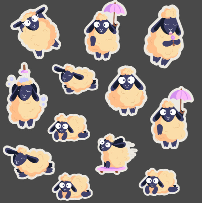 Sheep Stickers Cute Lamb Waterproof/UV Glossfor toy Cups, Home, Car or wherever!