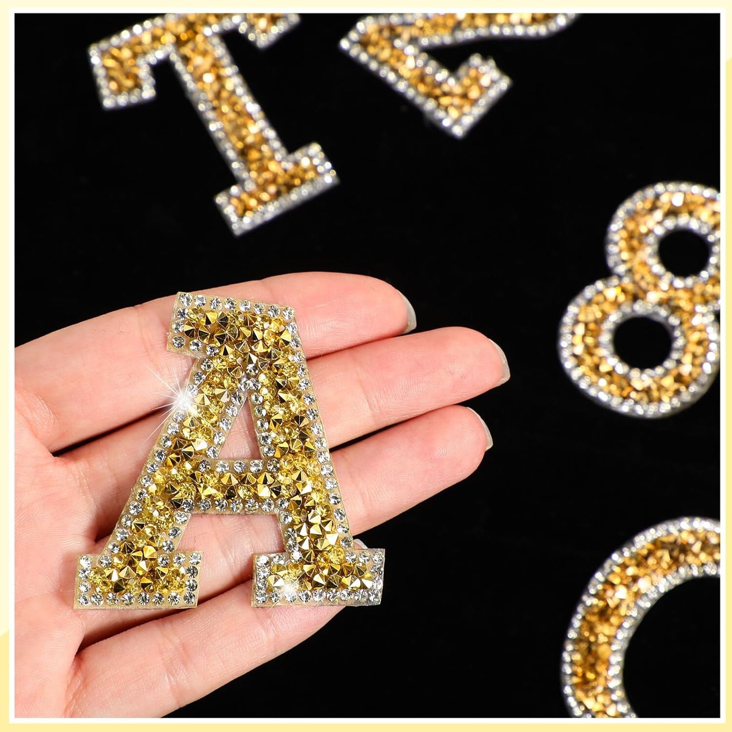 1.97Inch Gold White Rhinestone Letter Number Sticker Container Phone Laptop Hat