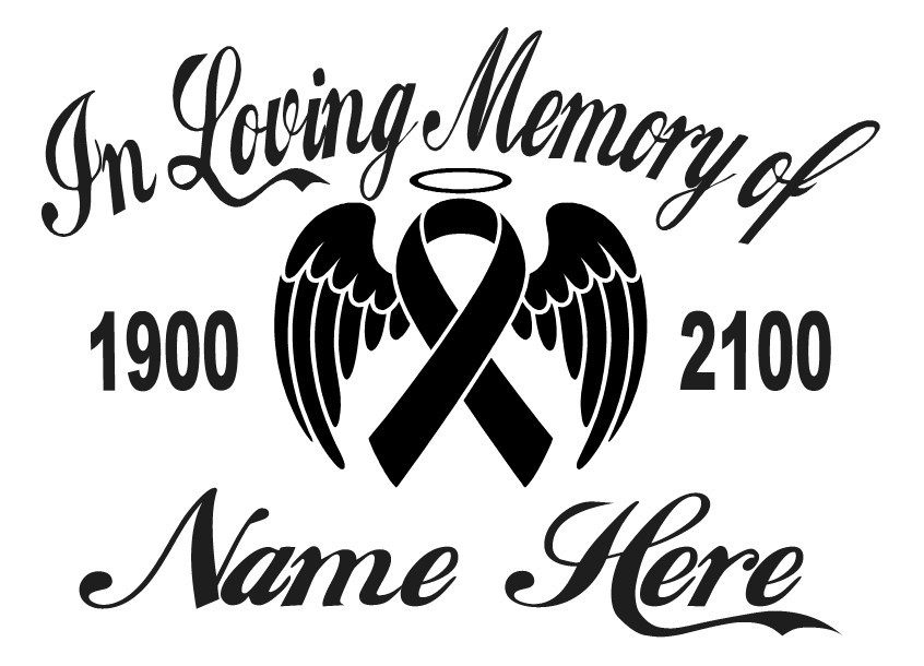 In Loving Memory | Angel Wings Ribbon Memorial Decal Vinyl Sticker Car/Truck